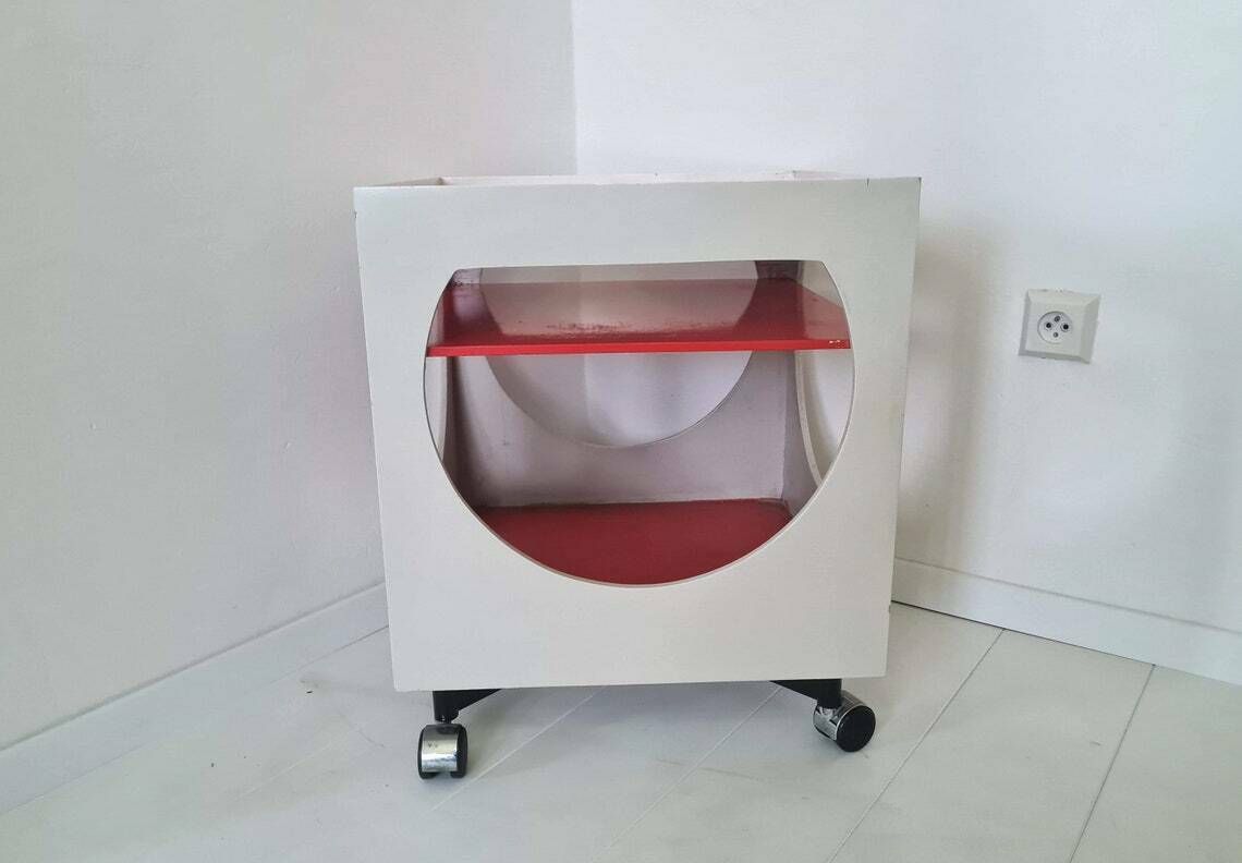 Vintage Rare Space Age Plywood Bar Trolley Table German 60s photo Furniture