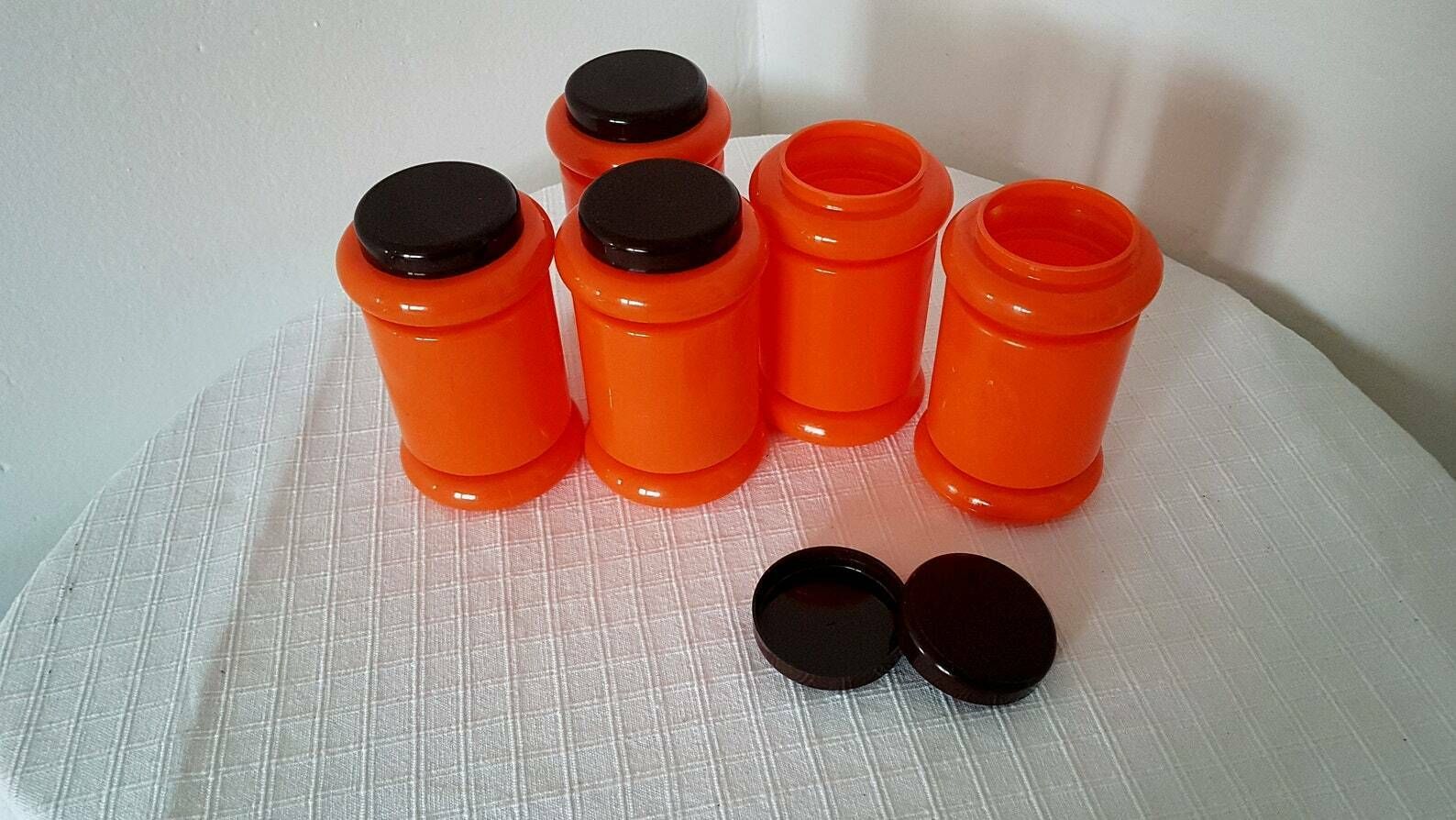 Vintage Mid Century Space Age 5 Spice Boxes Set Czechoslovakia 80 photo 77.0