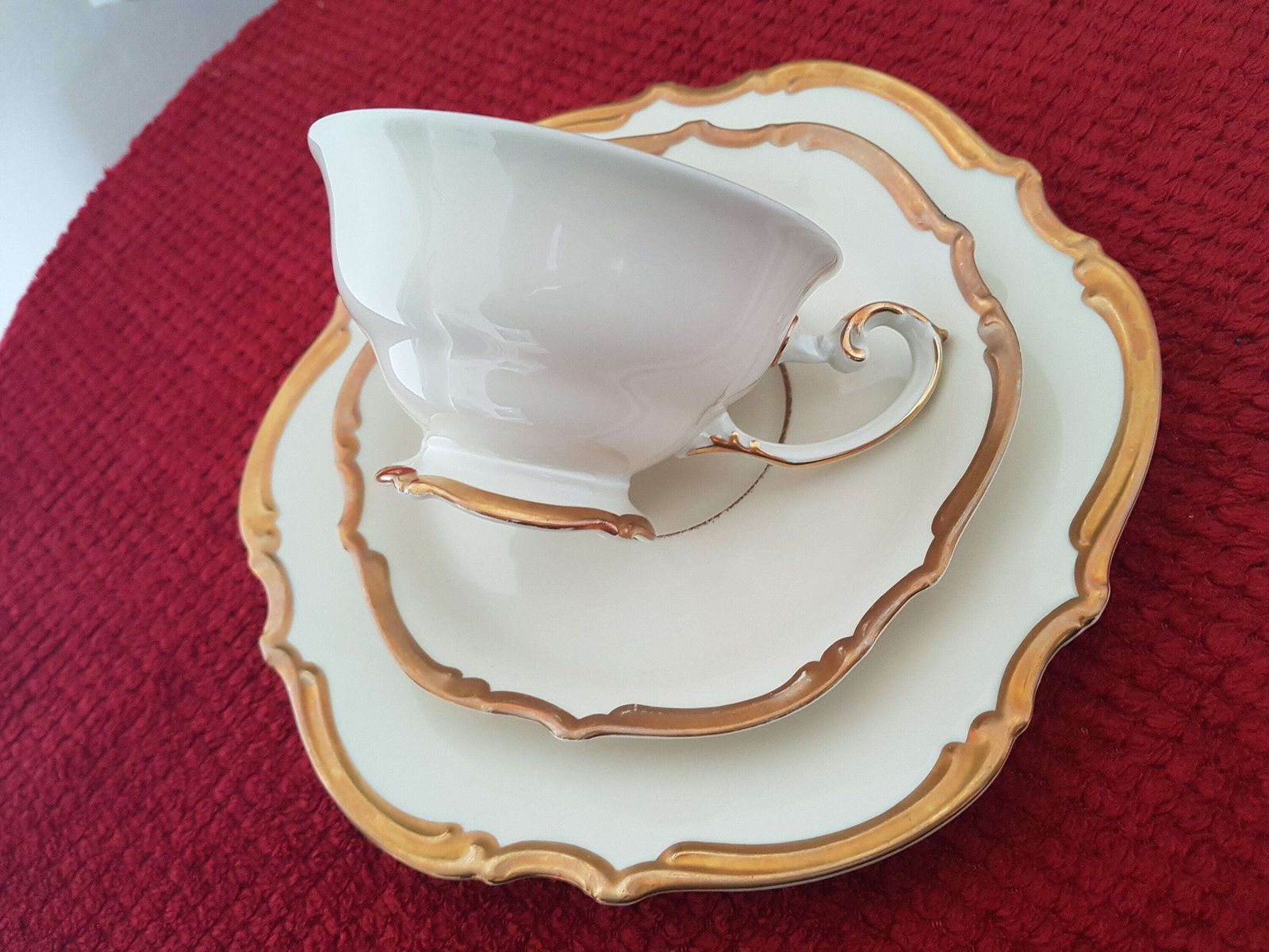 Vintage Porcelain Set 3 Piece Breakfast Set Vintage Germany Breakfast Set 150ml Cup, Saucer & Cake Dish