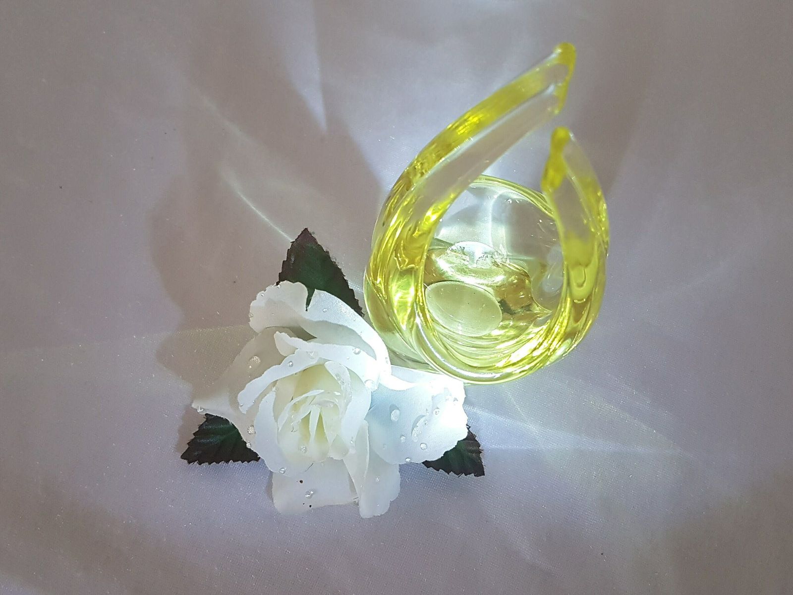 Citrine Glass Basket Sculpture Zelezny Brod Czech