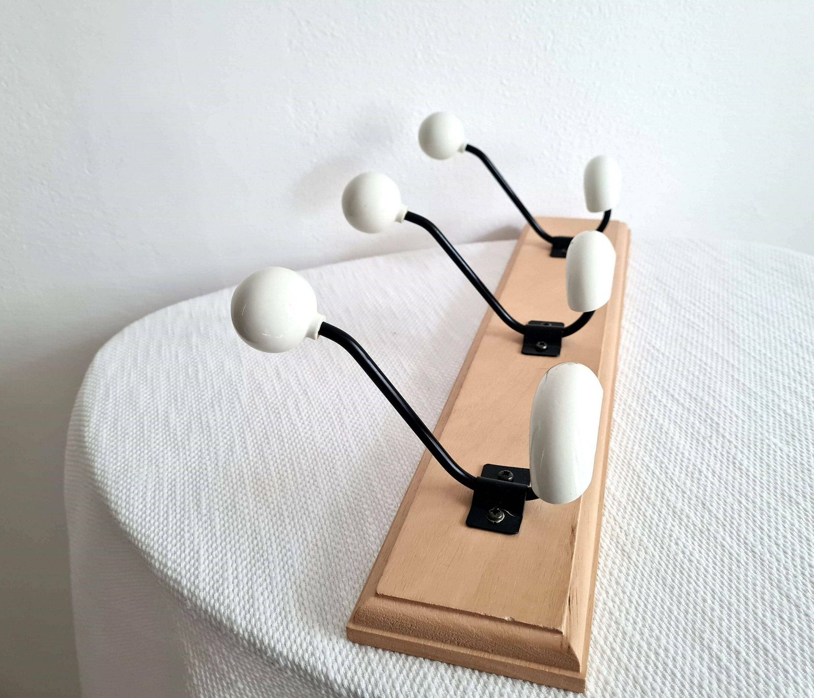 Vintage Mid Century Modern Wooden Wall Hanger With 3 Hooks Wooden Coat Hanger Wall Panel