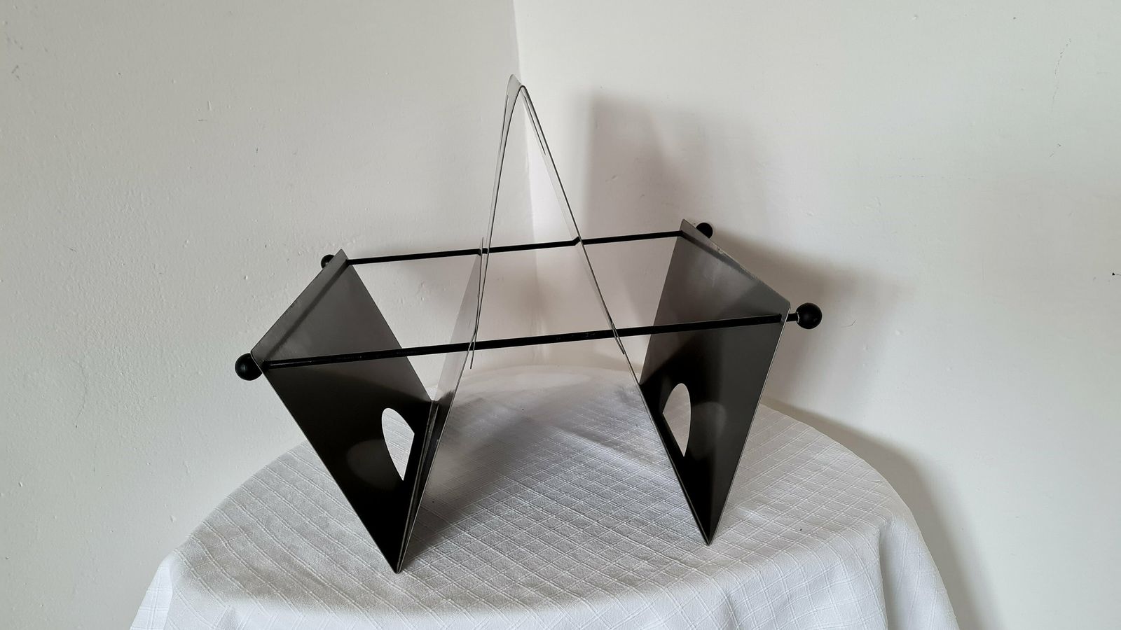 Vintage Memphis Milano Period Grey Magazine/ Vinyl Rack Italian Postmodern Sottsass Style photo Home Decor
