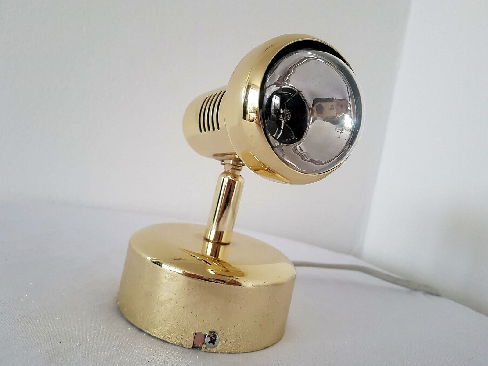 Vintage Gouden Wandlamp – Mid Century Industrial Retro Metalen Lamp | Randl | Duitsland | Jaren 90 photo for sale