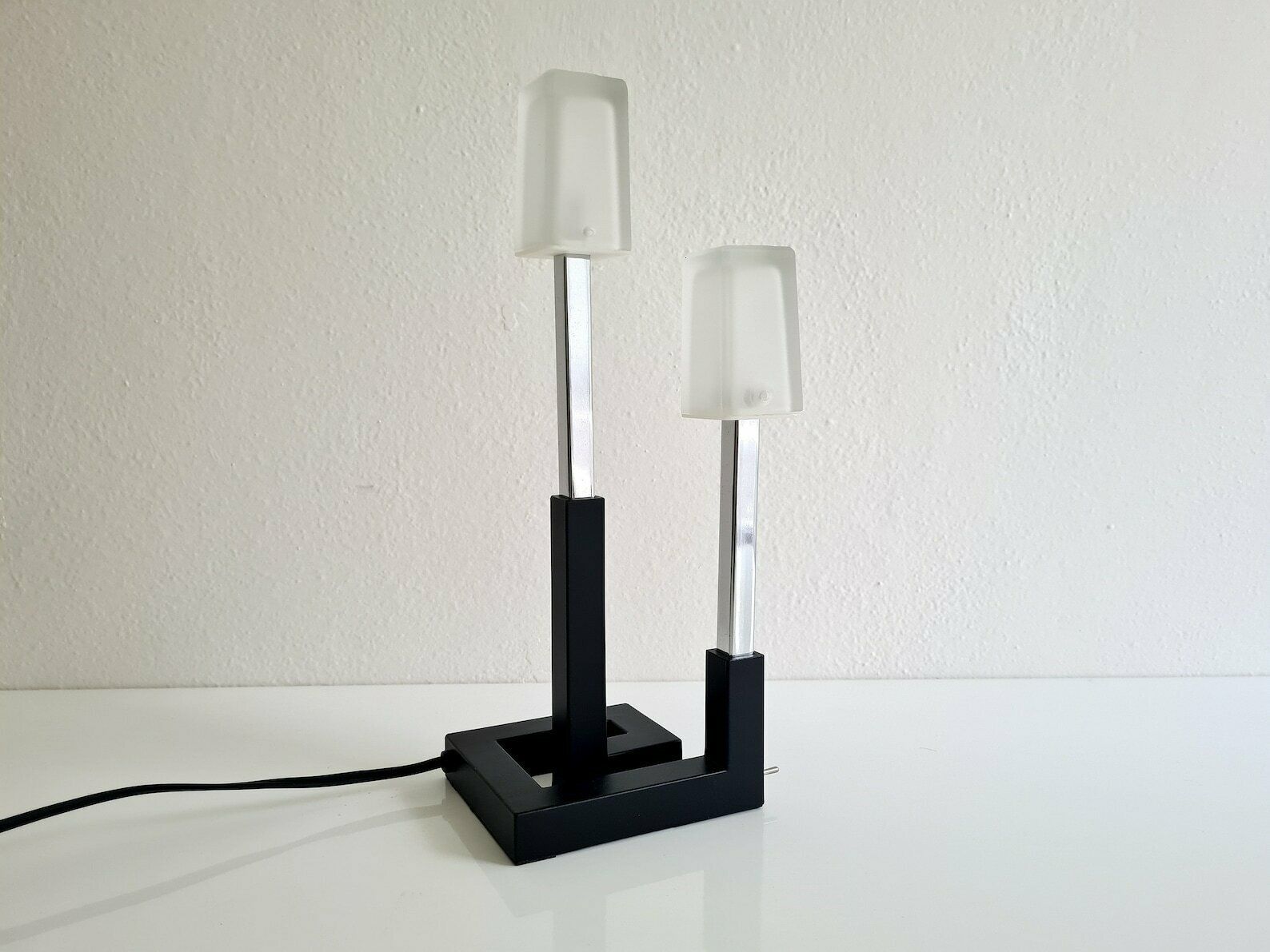 Vintage Post Modern Ikea Korsby Chrome And Glass Table Lamp With 2 Brightness Levels