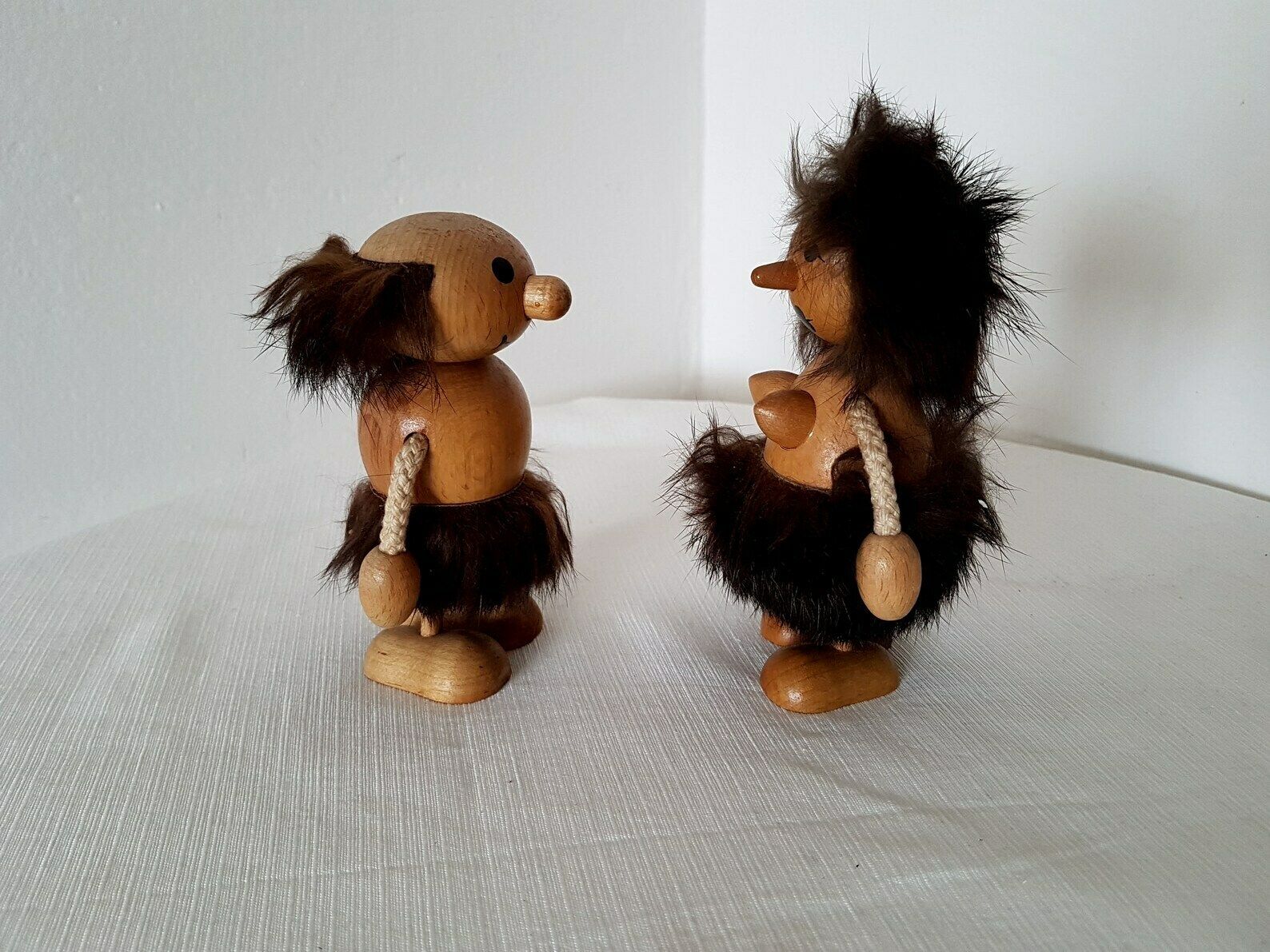 Vintage Wooden Couple Figures Handmade Design 70s photo buy