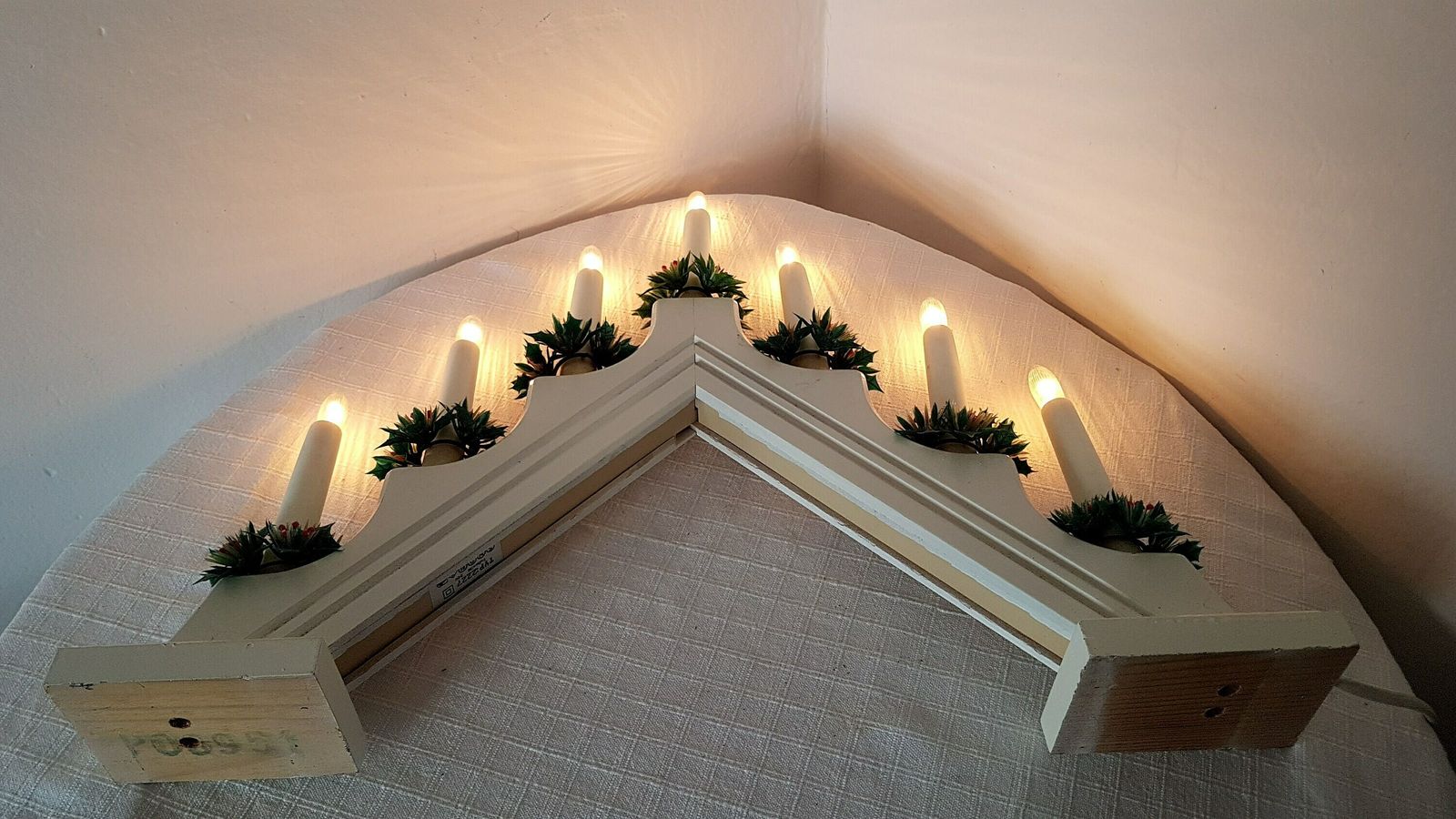 Vintage German Wooden Christmas Candle Bridge With Electric Candles photo buy