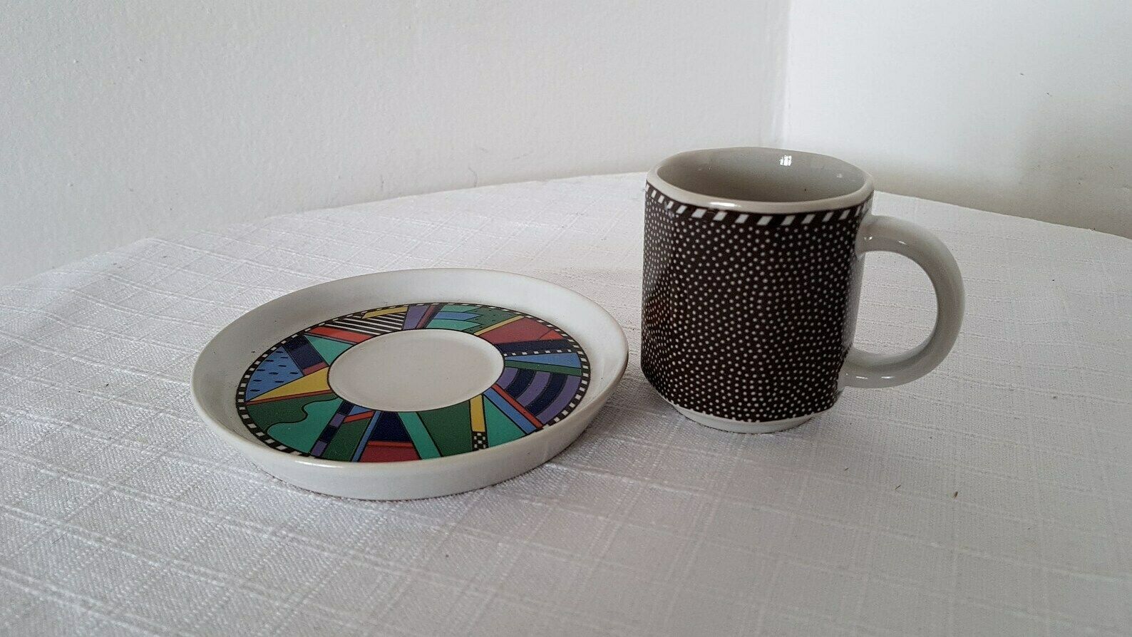 Vintage Rosenthal Memphis Milano Style Porcelain Set Of 2 Coffee Cup And Saucer 80s photo 65.0