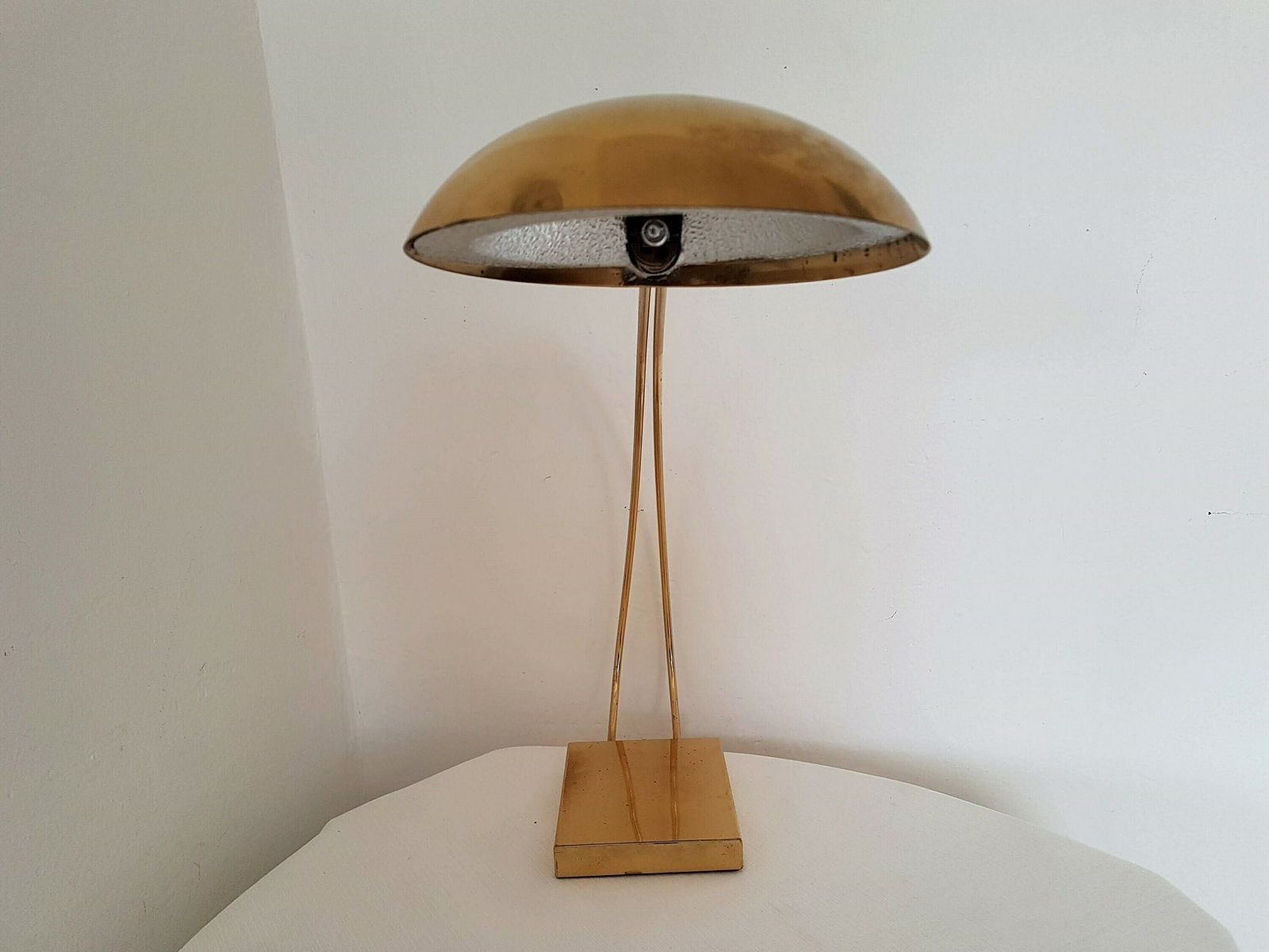 Vintage Mid Century Rare Table Italian Brass Chrome Lamp By La Relco Milano photo 699.0