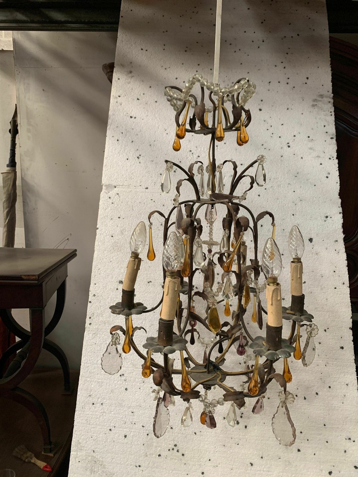 Louis XV Style Cage Chandelier With Pendants And Drop Of Water XX Century photo furniture