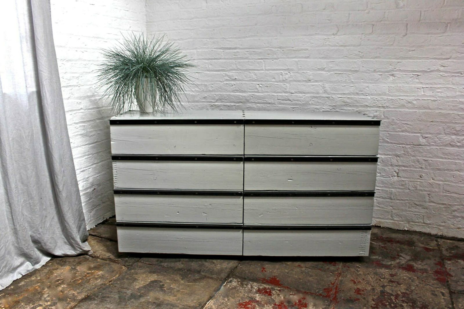 Niamh Reclaimed Scaffolding Board Chest Of Drawers With Angular Steel Handles   Bespoke Urban Furniture photo Furniture