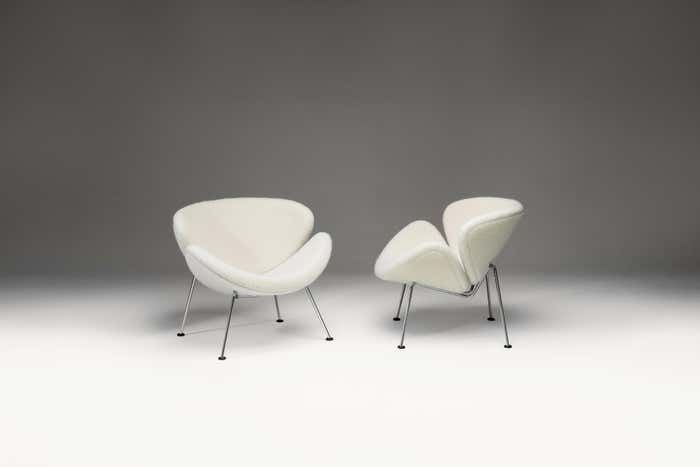 Orange Slice Chairs By Pierre Paulin For Artifort, 1980s , Set Of 2 photo for sale