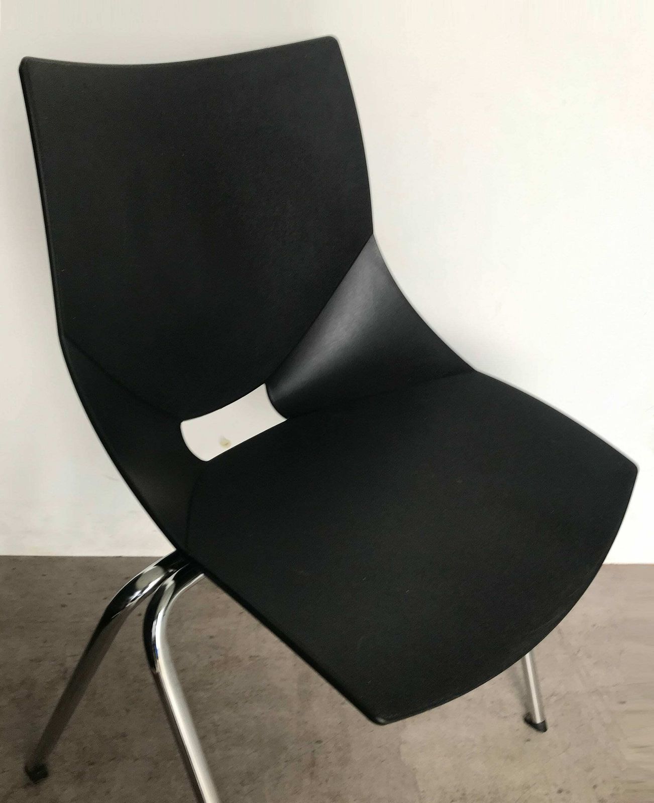 Mid Century Style Chrome And Black Plastic Italian 'Shell' Chair By Angelo Pinaffo photo buy