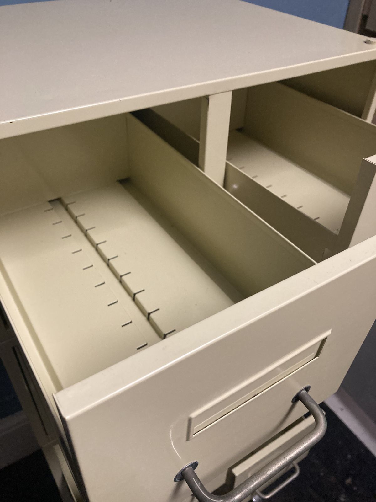 Large French Steel Medical Cabinet On Wheels , Lockable photo for sale