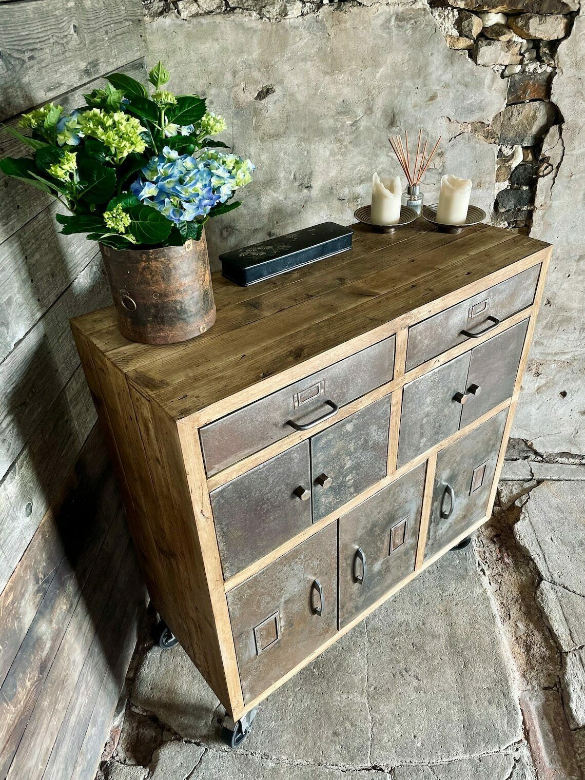 Pam Industrial Reclaimed Scaffolding Board And Recycled Steel Cupboard / Apothecary Unit By photo buy