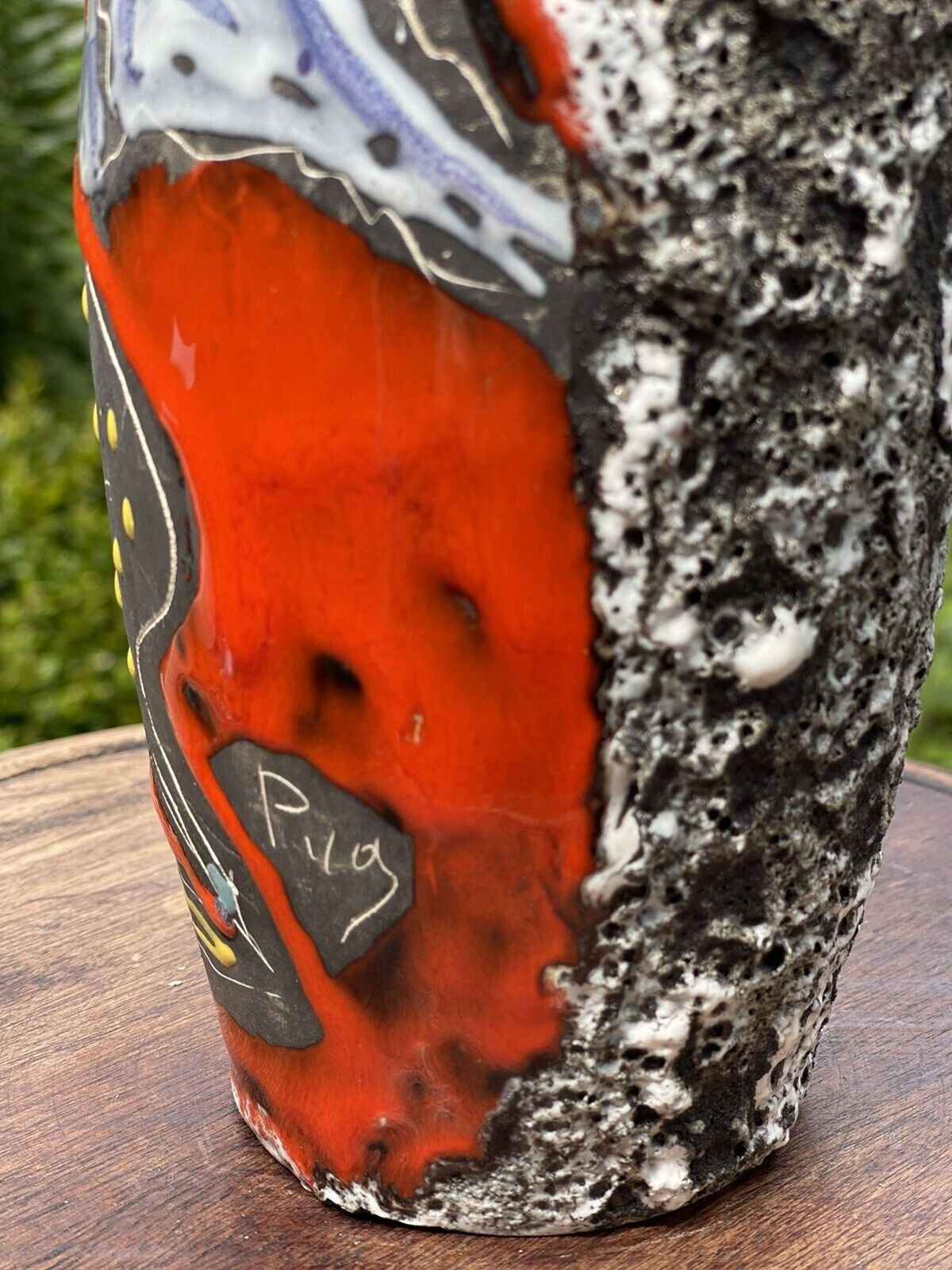 1950’s Ceramic Fiorini Pugi Vase Sea Foam Glaze. photo 150.0