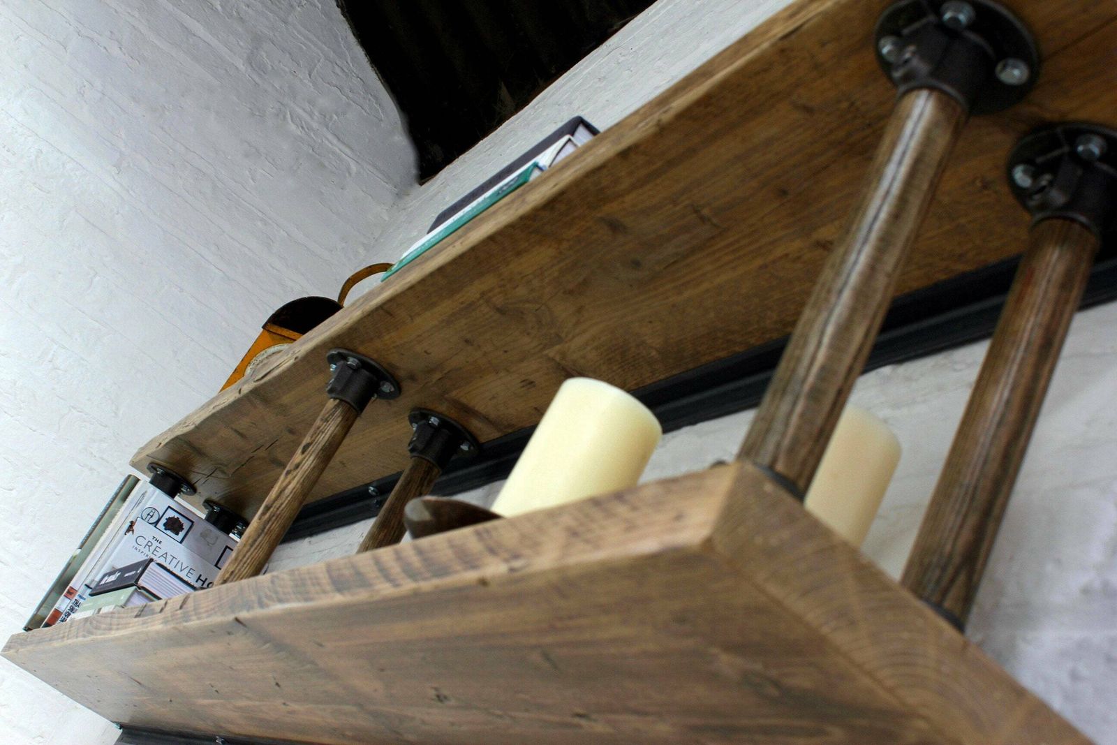 Letty Reclaimed Scaffolding Shelves With Reclaimed Vintage Ladder Rung Risers   Bespoke Industrial Furniture photo for sale