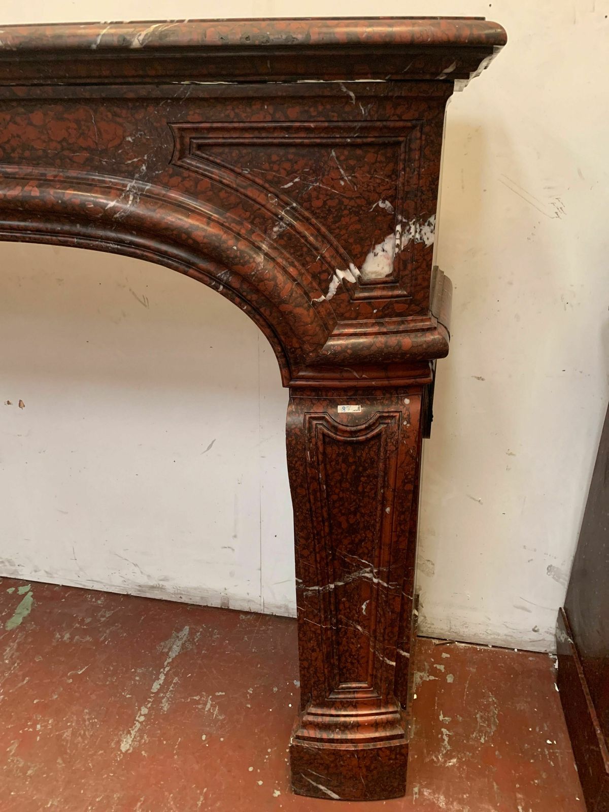 Pair Of Louis XIV Style Fireplaces In Cherry Red Marble. XIX Century photo vinterior