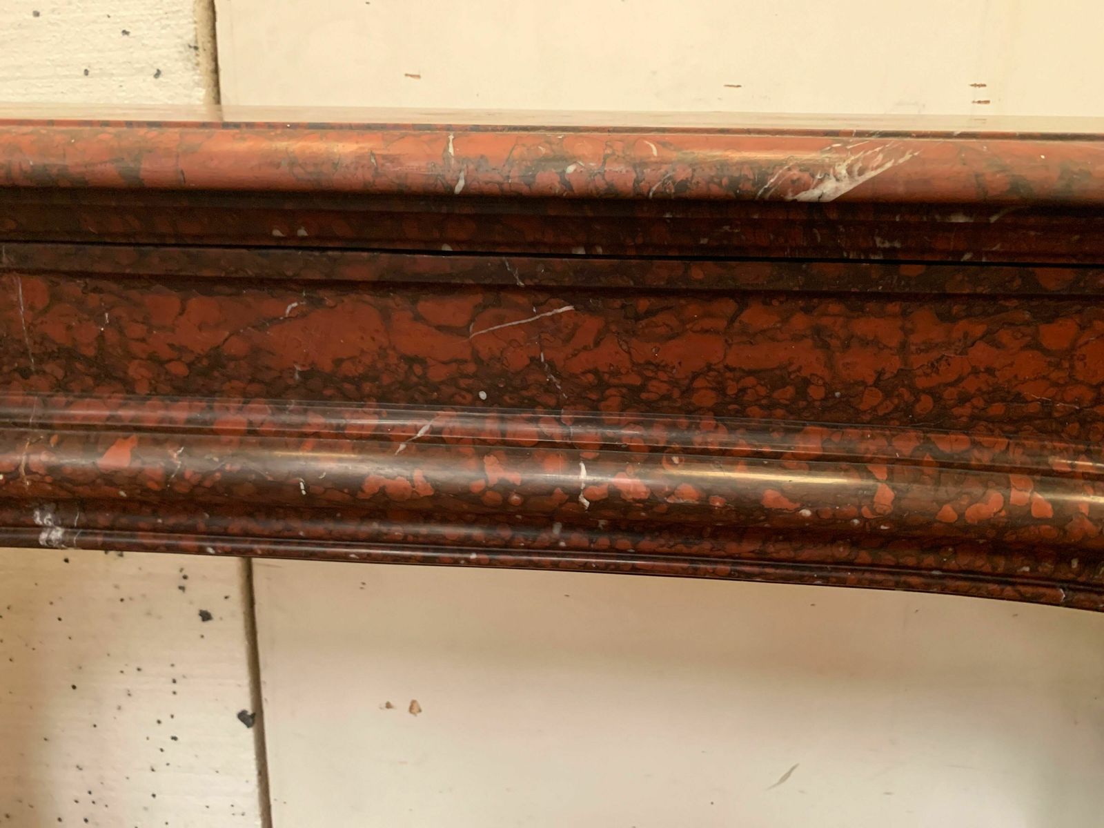Pair Of Louis XIV Style Fireplaces In Cherry Red Marble. XIX Century photo vintage