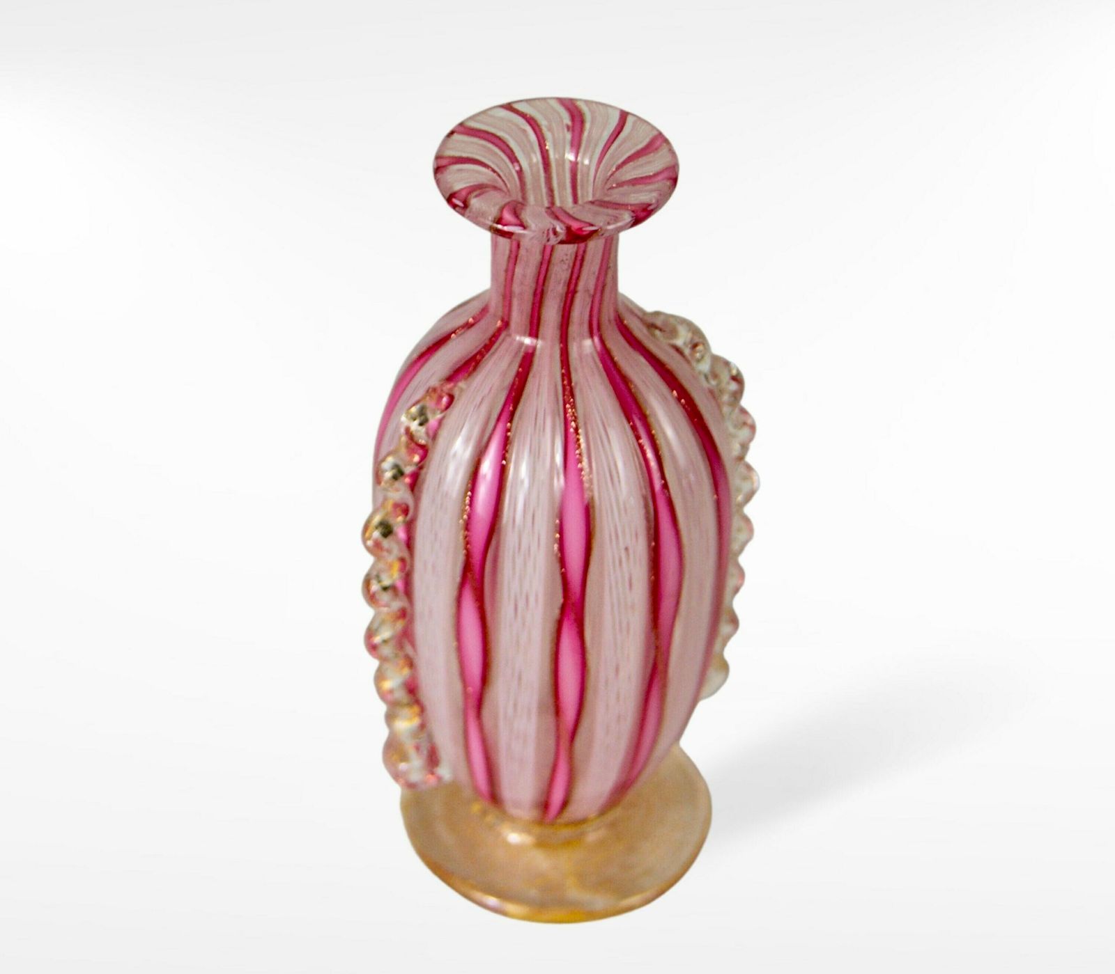 Murano Zanfirico Filligrana Glass Vase Pink With Gold Inclusion photo Home Decor