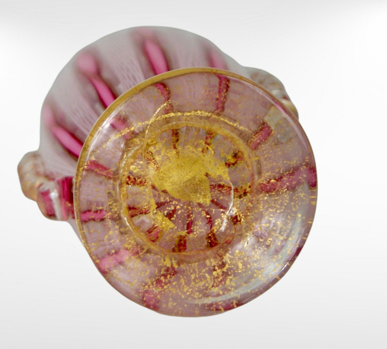 Murano Zanfirico Filligrana Glass Vase Pink With Gold Inclusion photo buy
