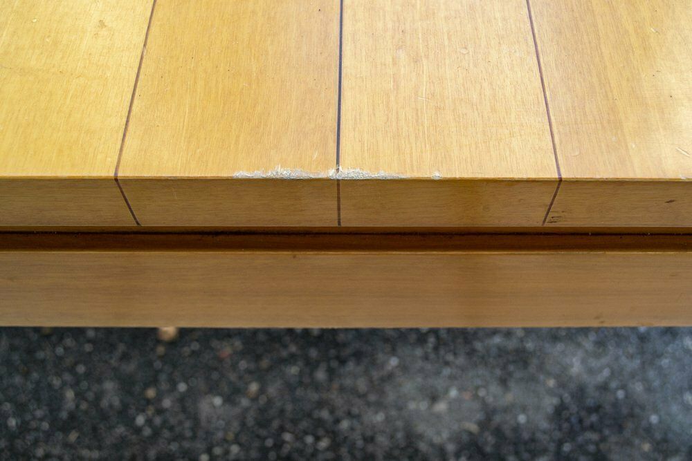 Fago Wooden Dining Table With Ibisco Lines, Italy, 1970s photo for sale