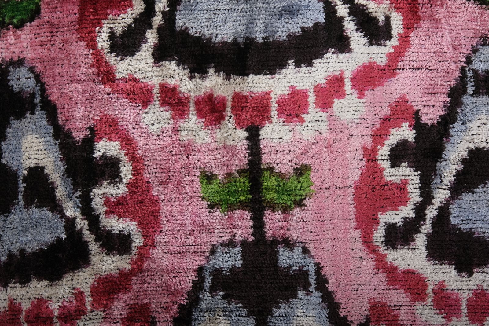 Square Ikat Pink Pillow Cover   Handloom Uzbek Silk Ikat Velvet Pillow Cover   Ethnic Decorative Throw Pillow 20'' X 20'' photo Textiles