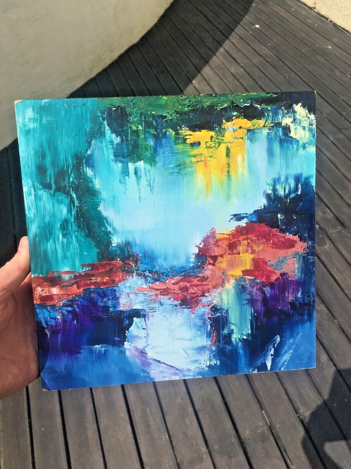 Colourful Abstract Impressionist Water Scene Monet Style Painting By D.Elliott photo 75.0