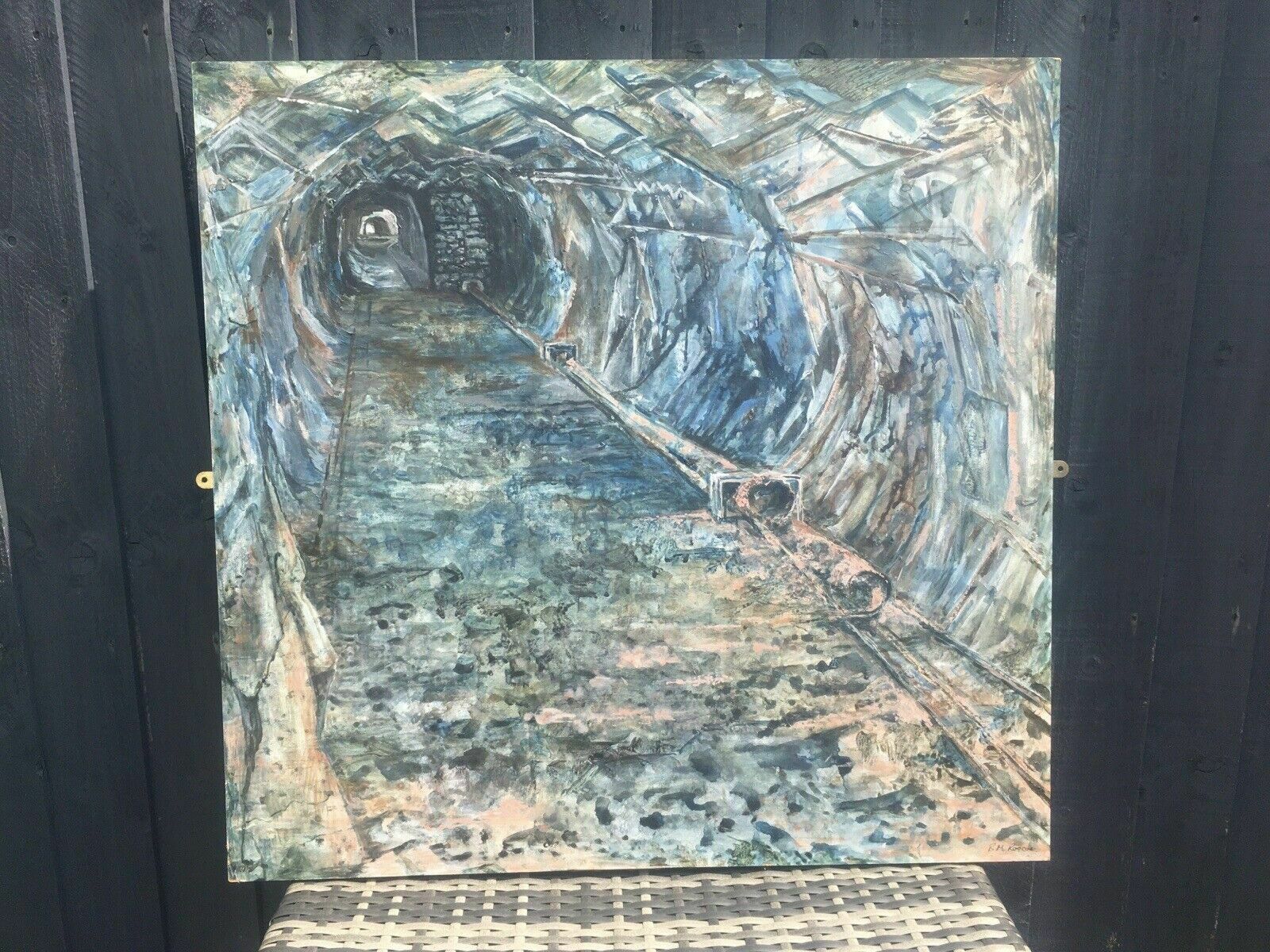 Large Vintage Mine Shaft Tunnel Welsh Slate Mining Acrylic Painting To Infinity photo buy
