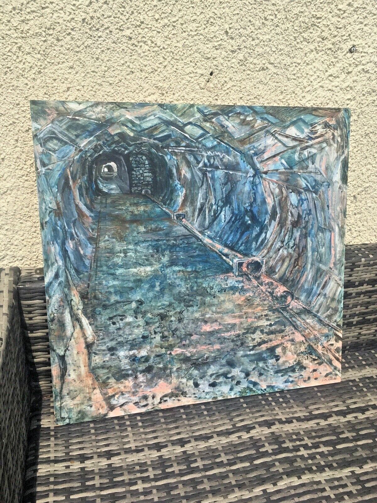 250.0 Large Vintage Mine Shaft Tunnel Welsh Slate Mining Acrylic Painting To Infinity photo