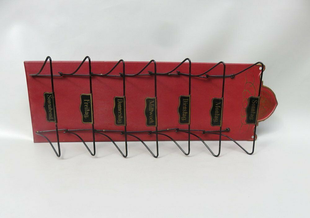 Art Nouveau Wall Newspaper Stand In Metal Bordeau Red, Black & Gold, 1890s photo Home Decor