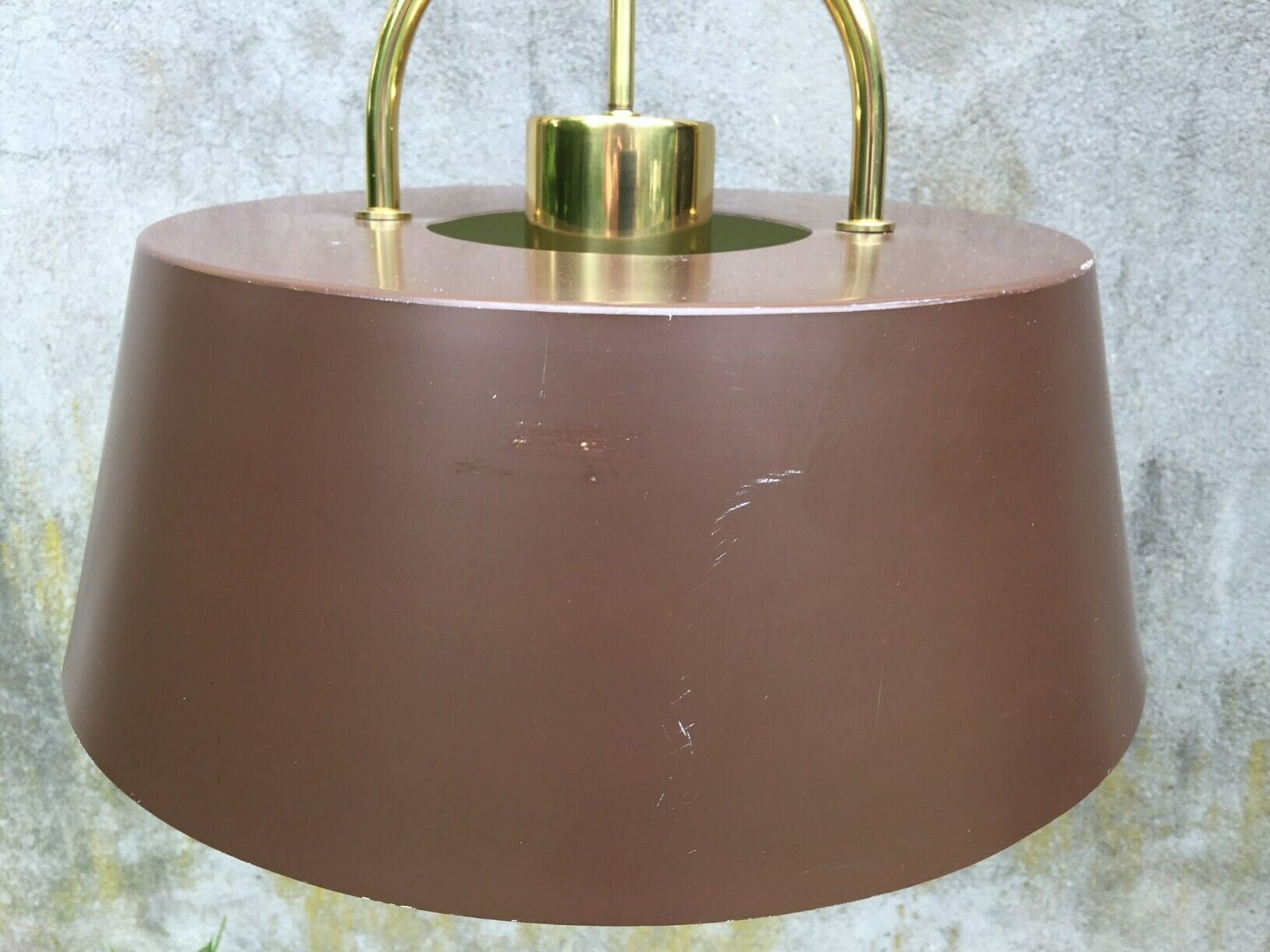 photo furniture Big Beautiful Brown And Brass Hercules Pendant By Jo Hammerborg For Danish Lamp Maker Fog & Morup, Original Lamp From The 1970s