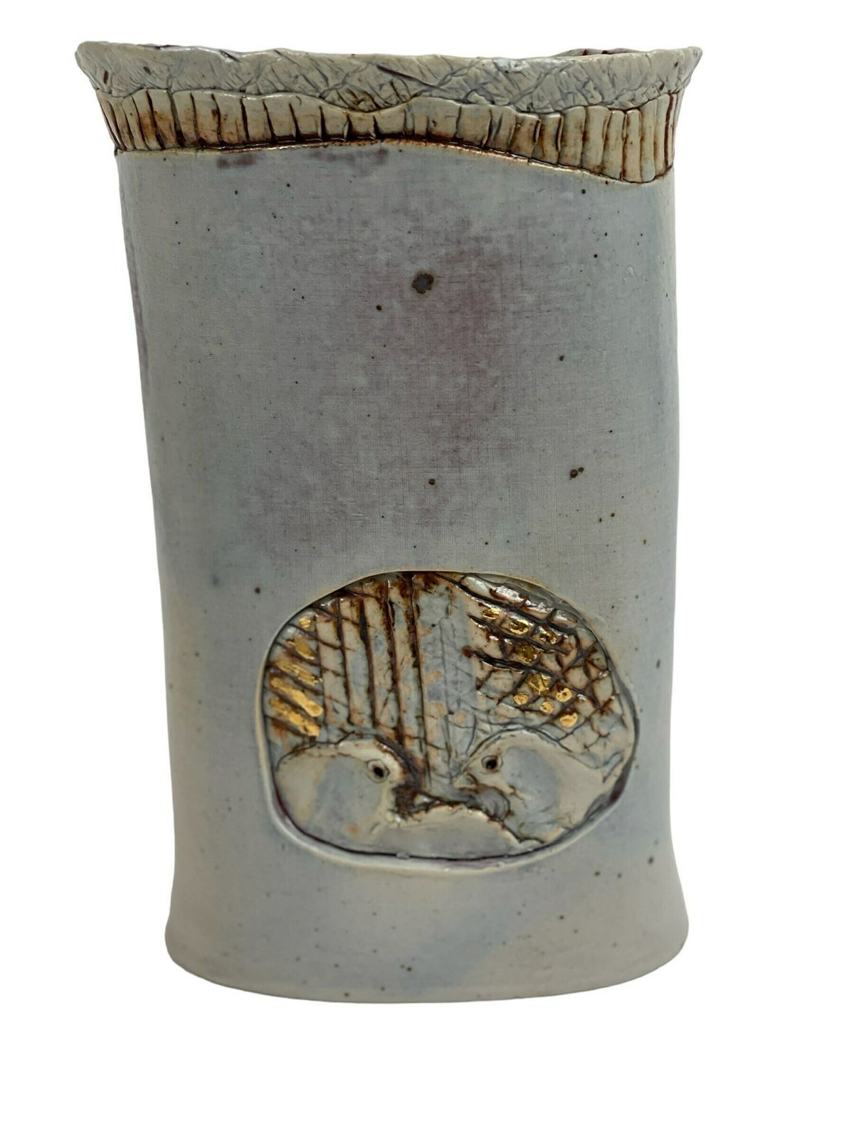 Vase With A Motif Of Birds In A Nest By Danish Ceramist Gerda Ostergaard (Gerda østergaard), Scandinavian Ceramics