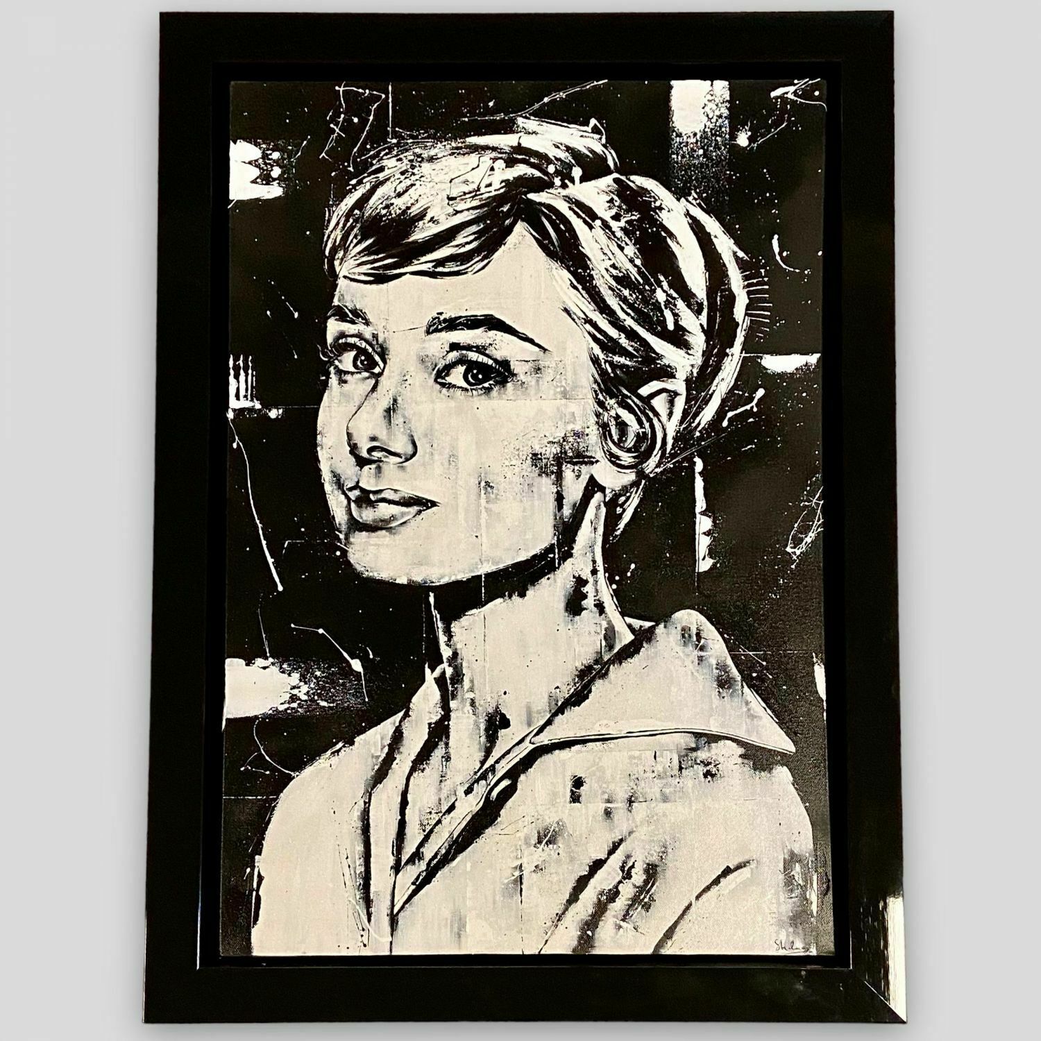 A Large Oil On Canvas Portrait Of Audrey Hepburn By Sarah Holmes  "Fiercely Feminine"