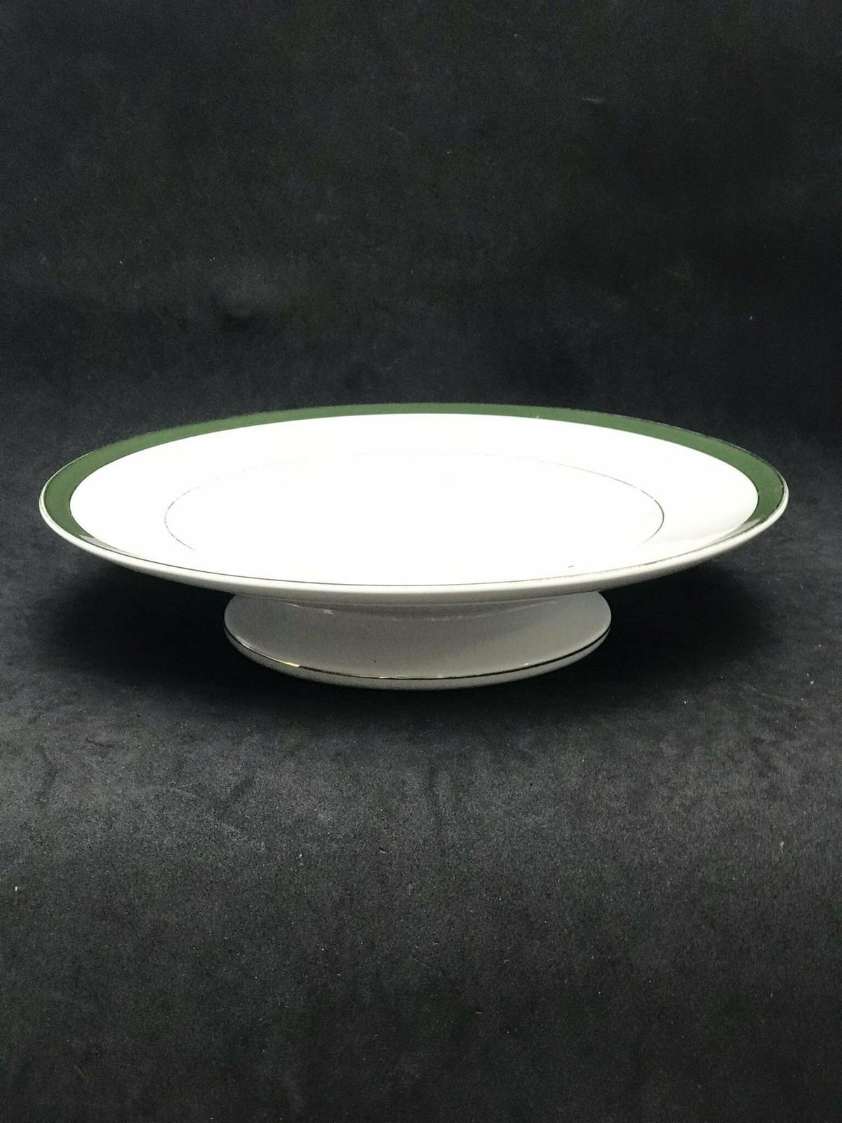 Antique Set Of 2 Displays Desserts/Sandwiches/Cakes/Pastries Villeroy And Boch Mettlach Green Golden Rim XIX Century Plates German Porcelain photo for sale