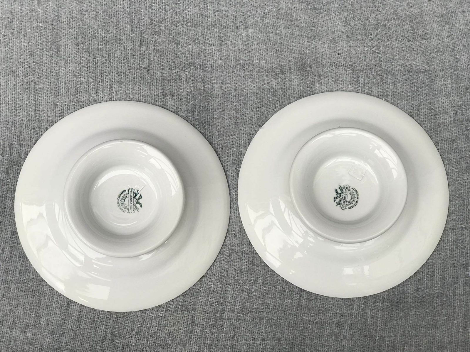 Antique Set Of 2 Displays Desserts/Sandwiches/Cakes/Pastries Villeroy And Boch Mettlach Green Golden Rim XIX Century Plates German Porcelain photo vintage