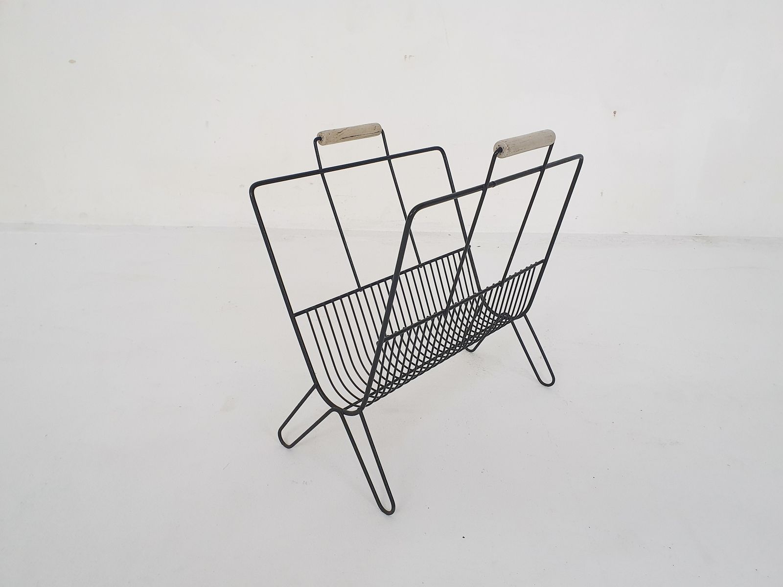 Mid Century Black Metal Magazine Stand, The Netherlands 1950's