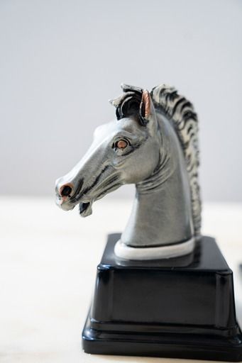 photo furniture "Horse Head Sculptures" Laminated In 925 Silver   Marcello Giorgio 1980 Set Of 2