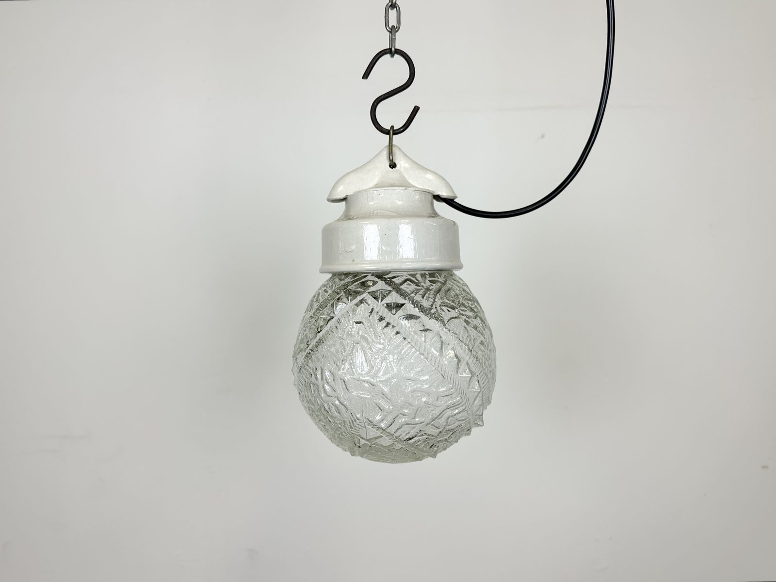 Vintage White Porcelain Pendant Light, 1970s, 15x photo furniture