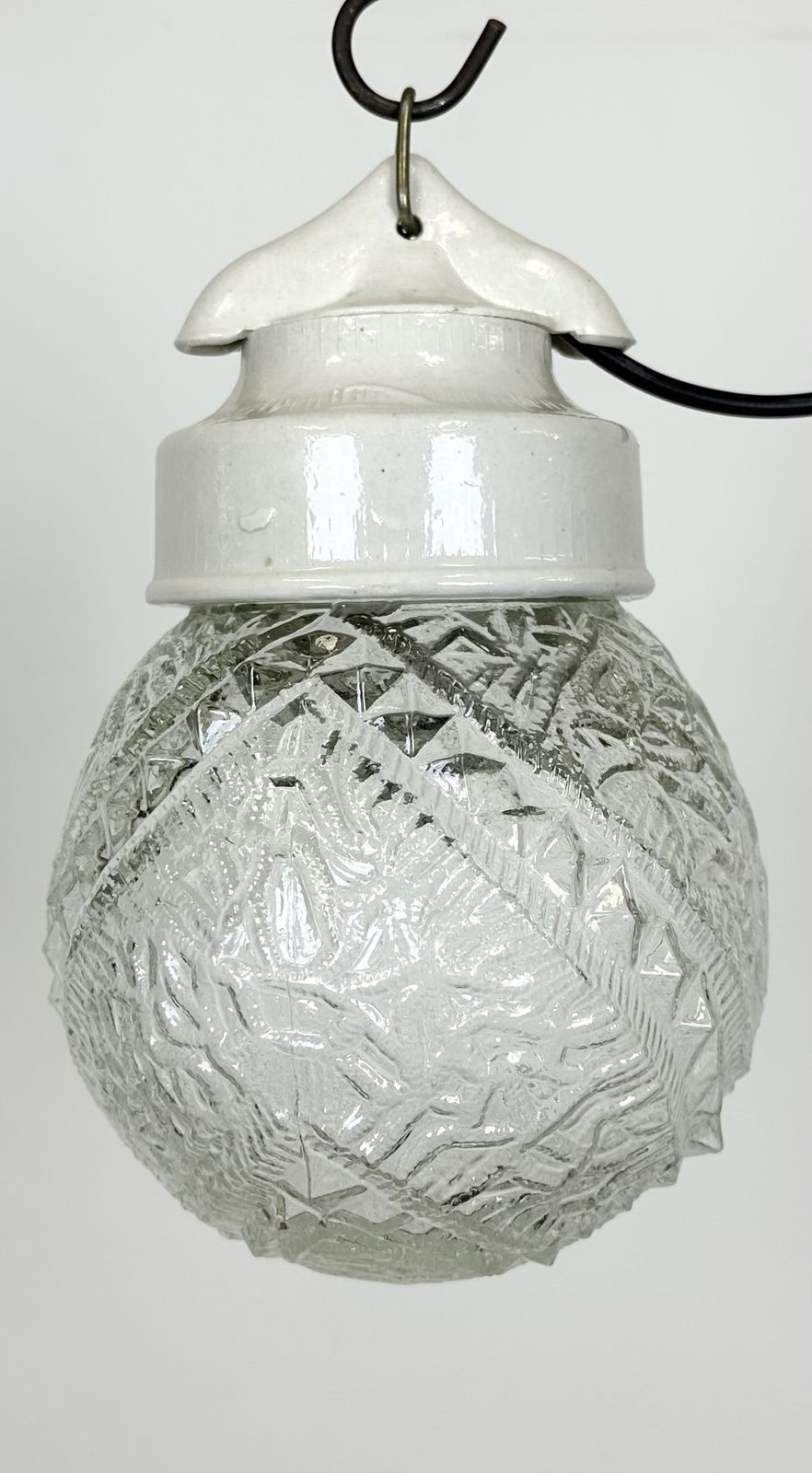 Vintage White Porcelain Pendant Light, 1970s, 15x photo Lighting