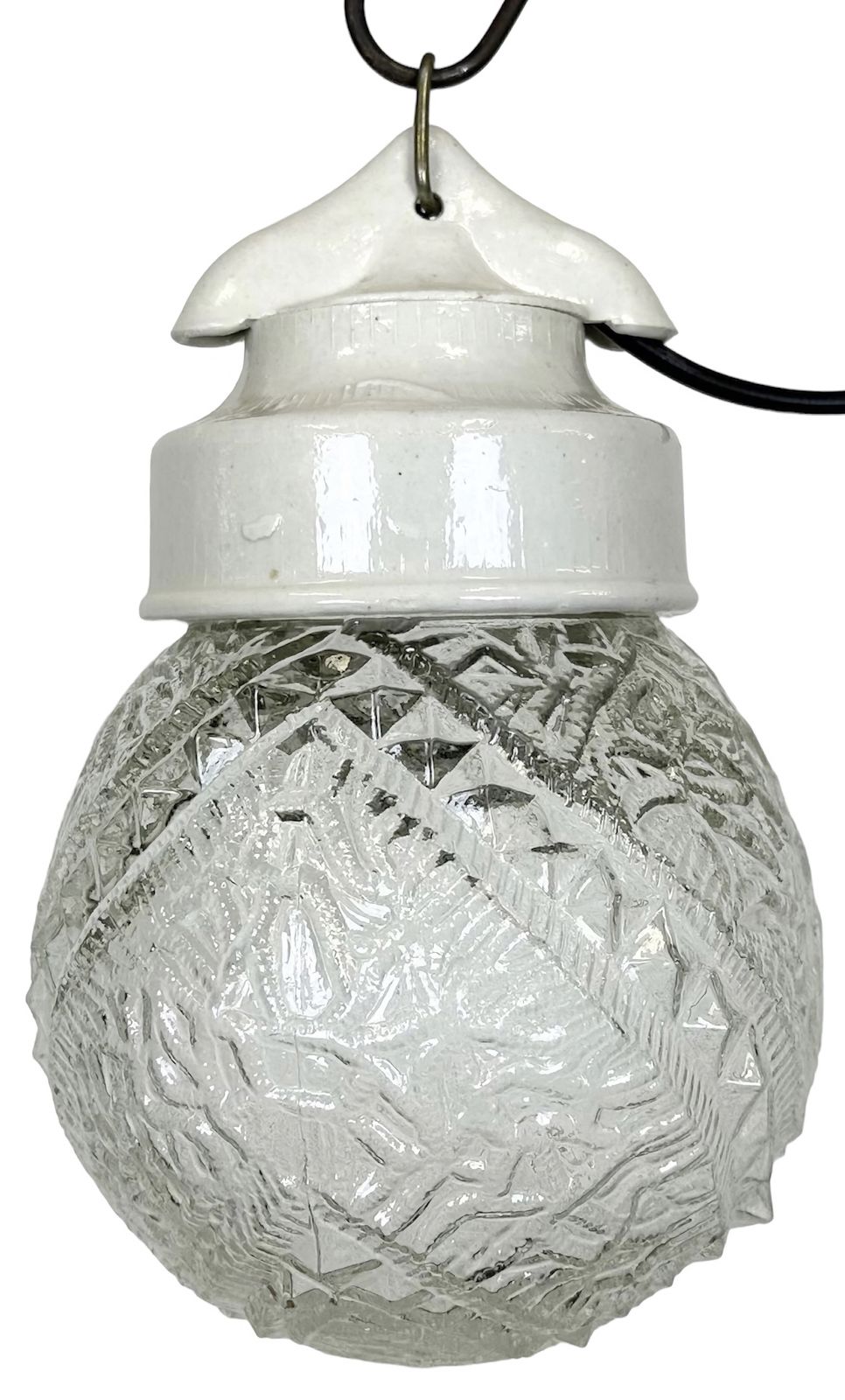 Vintage White Porcelain Pendant Light, 1970s, 15x
