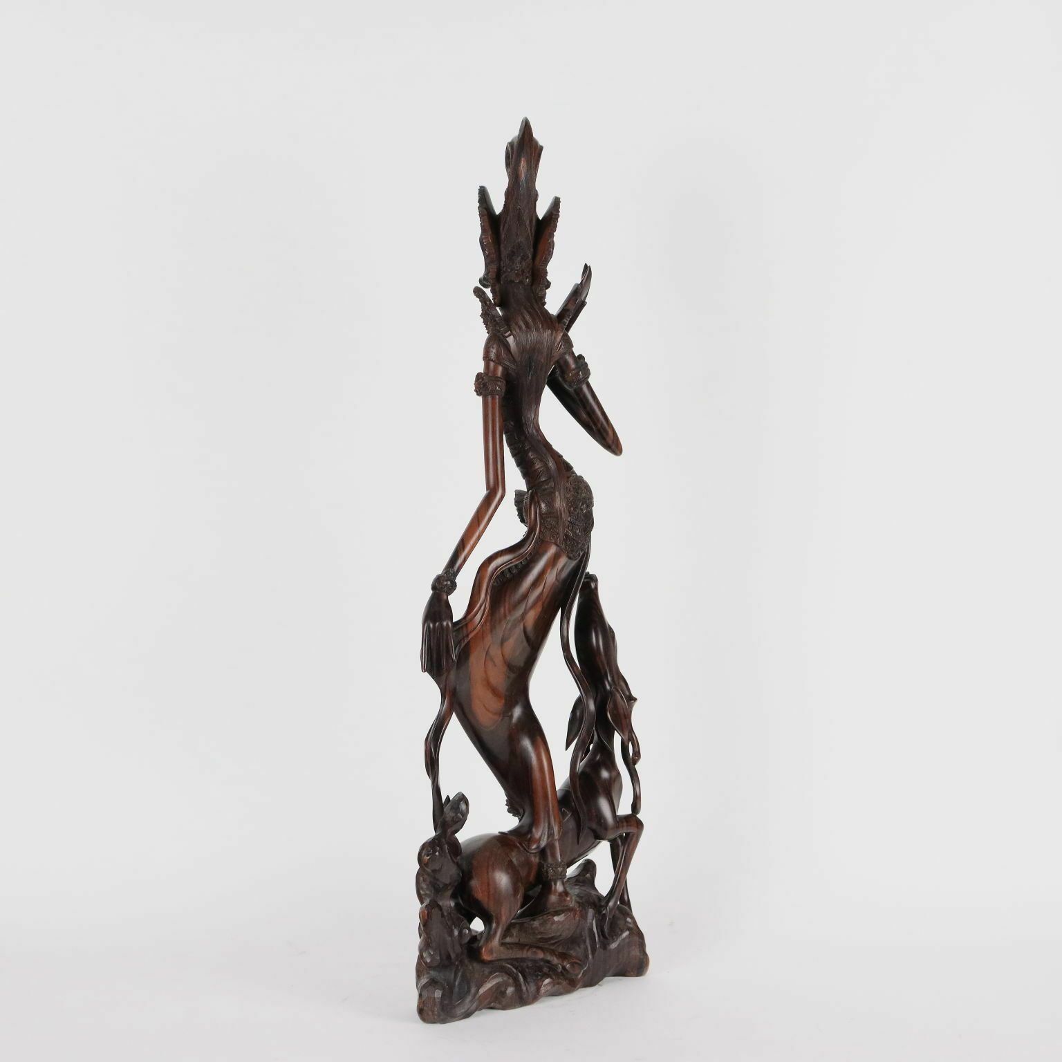 Ancient Sculpture Of A Girl Second Half Of The XX Century Teak photo vintage