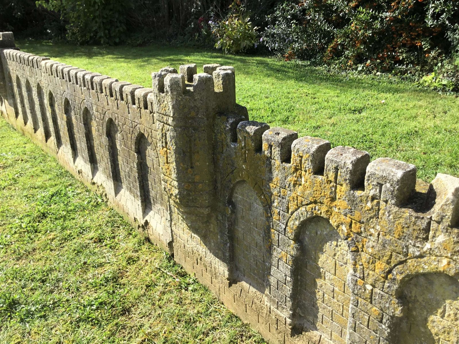 C18th Carved Stone 19ft Scale Replica Of A Castle / Chateau Wall photo for sale