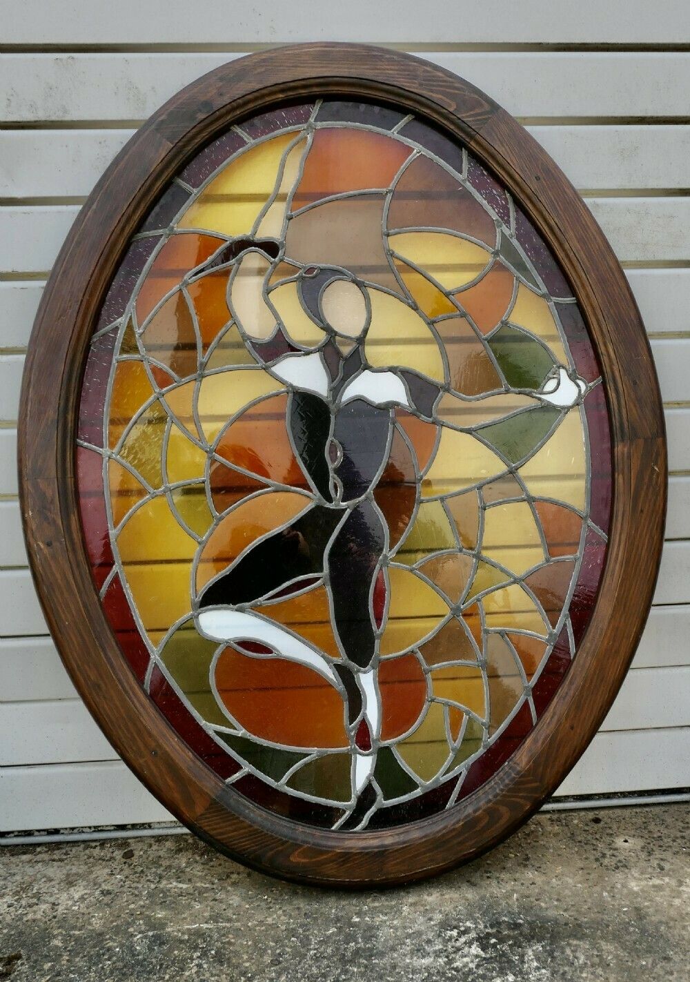 Large French Art Deco Stained Glass Panel For A Window Or Door photo furniture