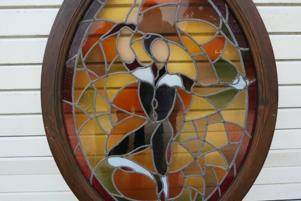 Large French Art Deco Stained Glass Panel For A Window Or Door photo for sale