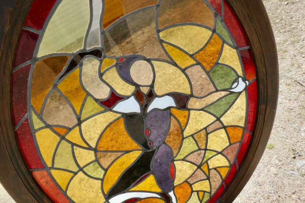 Home Fixtures Large French Art Deco Stained Glass Panel For A Window Or Door photo