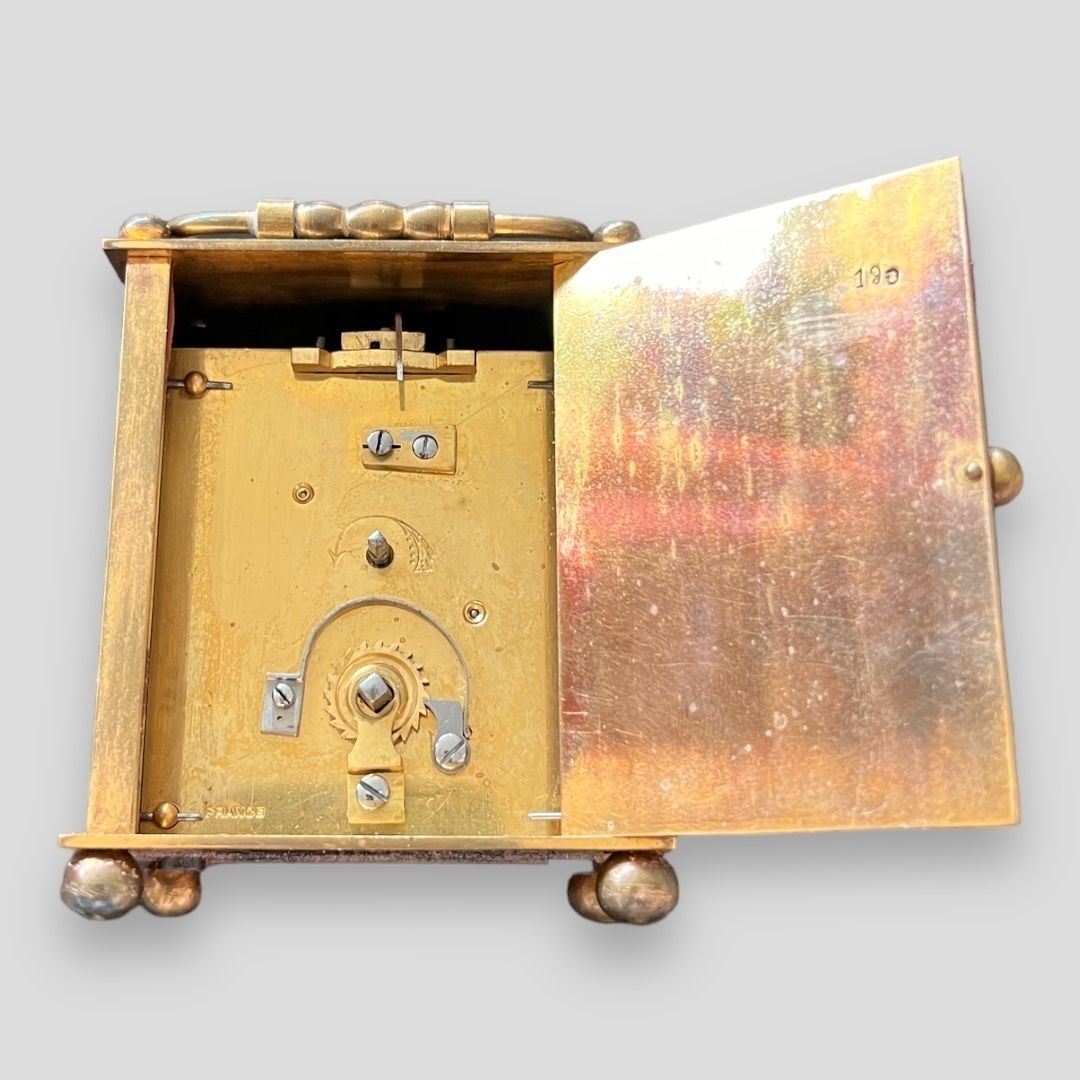 A Late C19th French Brass Carriage Clock, With Original Leather Travel Case photo Home Decor