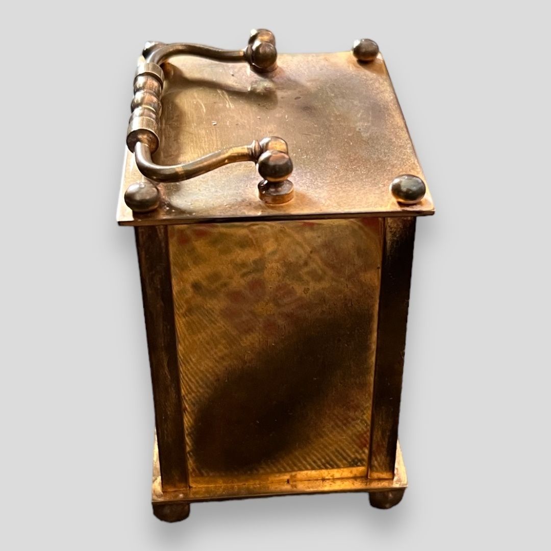 photo furniture A Late C19th French Brass Carriage Clock, With Original Leather Travel Case