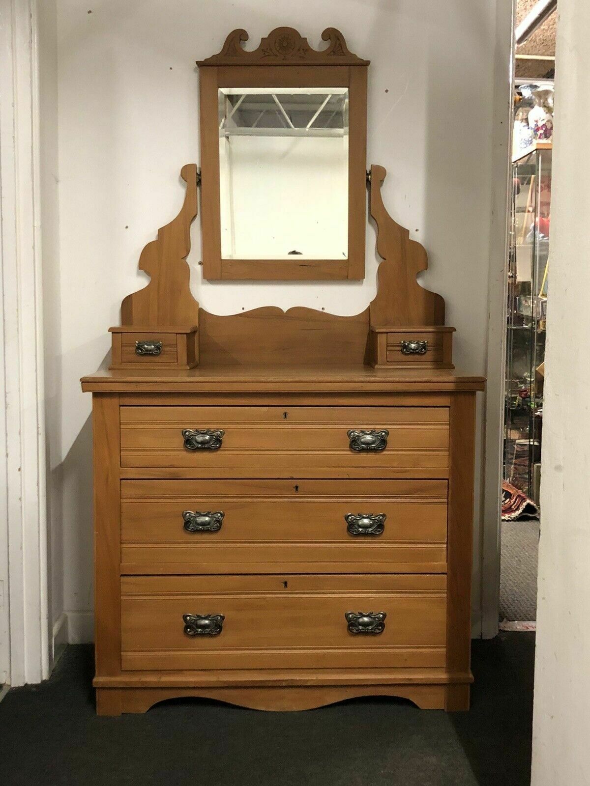 Edwardian Satin Walnut Chest Of Drawers / Dressing Table photo furniture