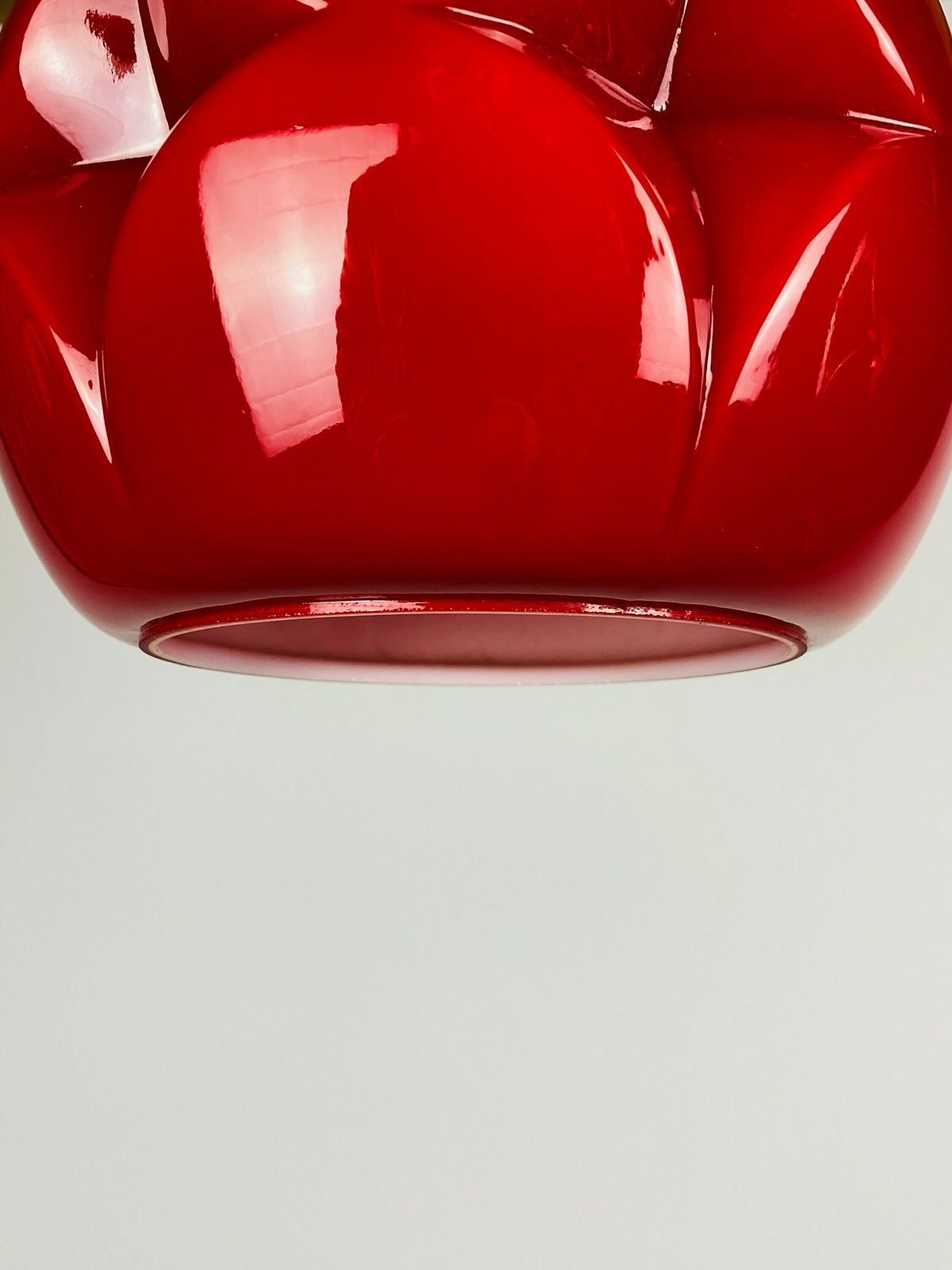 Set Of Two Vintage Peill & Putzler Glass Red Hanging Lamps Artichoke Artichoke German Design 1960 photo 562.0