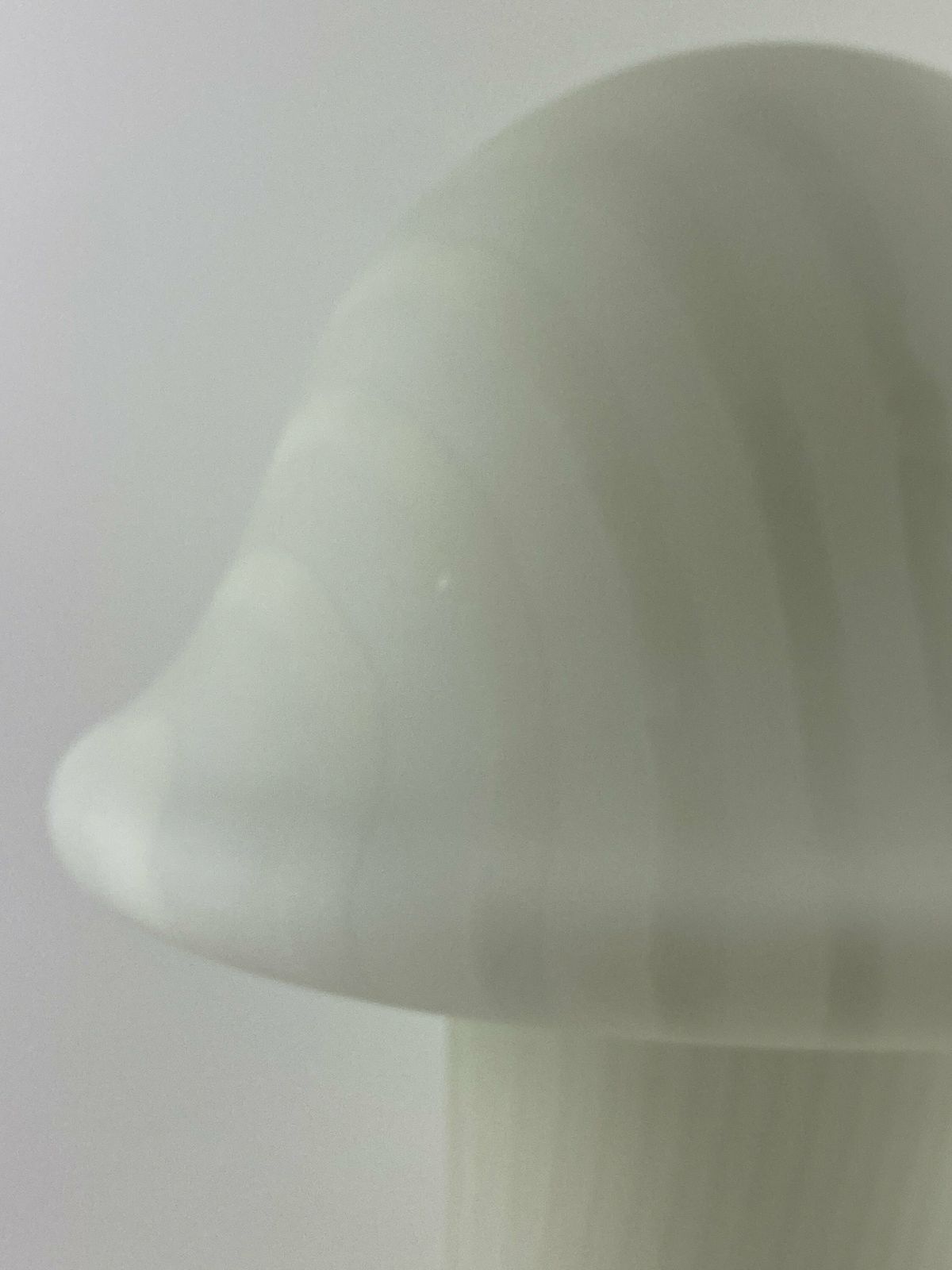 Large White Crystal Glass Zebra Striped Peill And Putzler Mushroom Table Lamp Xl 1970 photo vintage